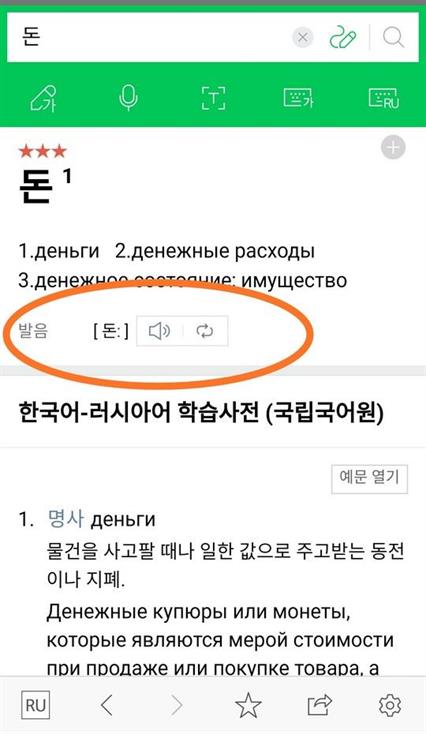 о пользовании приложением NAVER Dictionary  для изучения корейского языка 